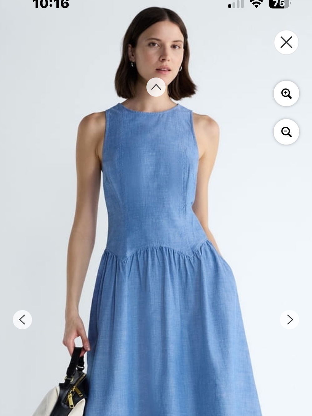 Sleeveless Chambray Midi Dress in Light Blue